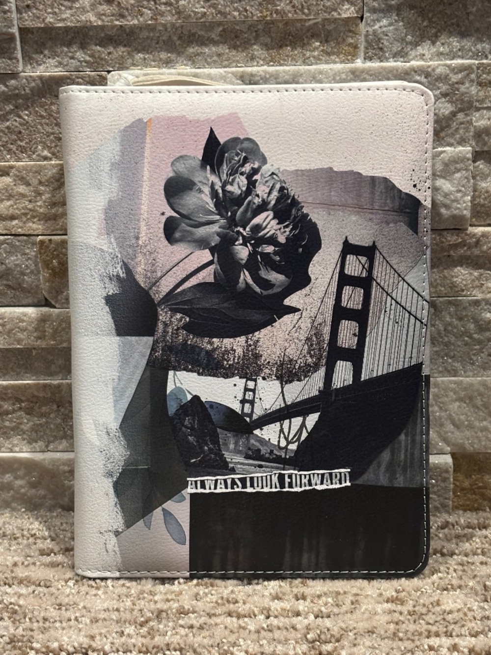 Indigo “Always Look Forward” Zipper Enclosed Notebook